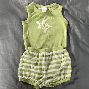 Hanna Andersson Green Turtle Shorts Set